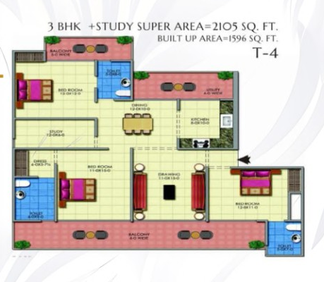 White House 3BHK Floor Plan