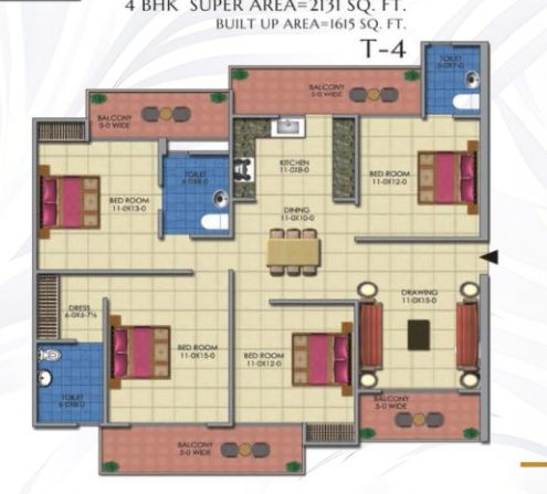White House 4BHK Floor Plan
